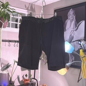 Nike Mens Ribbed Shorts Black Drawstring Waist‎ Athletic Casual Medium